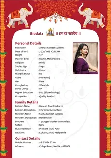 Open style marriage biodata Word template