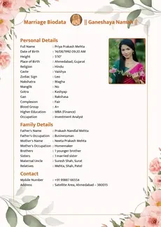 Boy marriage biodata template orange