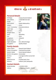 Boy marriage biodata template red