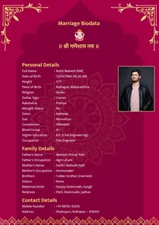 Rose marriage biodata template